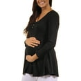 thumbnail image 2 of 24/7 Maternity Women's Long Sleeve Three Button Henley Tunic Top, 2 of 4