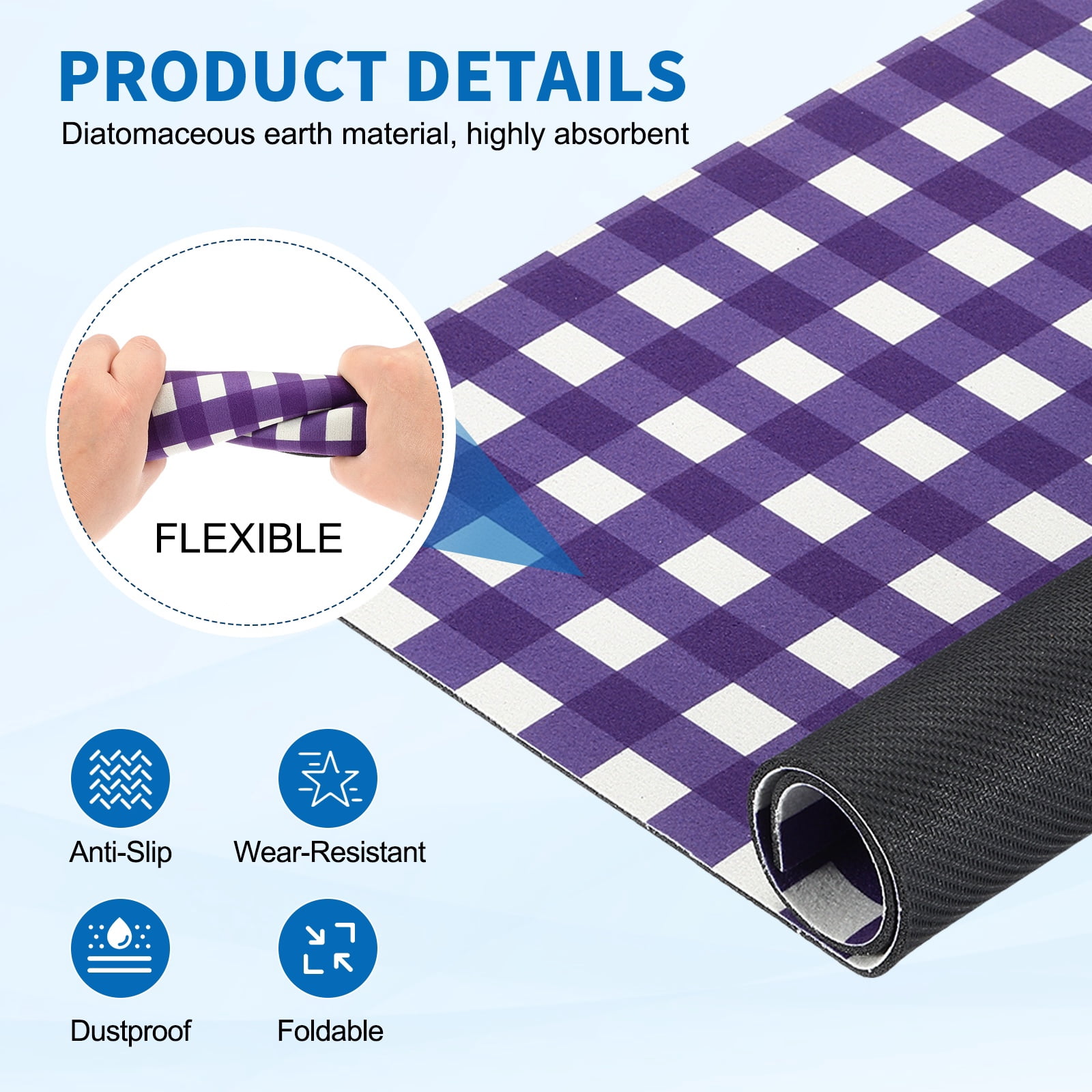 Uxcell 2 Pcs Washer and Dryer Top Protector Mat 12'' x 16'' - Non-Slip, Quick Drying Rubber Washing Machine Top Cover Pad Geometric Pattern for Home Kitchen Laundry Room, Purple