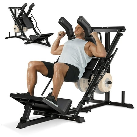 Leg Press Hack Squat Machine Combo,Leg Exercise Machine with Adjustable Backrest,Home Gym Leg Day Equipment for Quads, Hamstring,Glutes,Calves