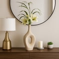 thumbnail image 3 of Decorative Open Cut Ceramic Vase for Living Room Decor - Home Decor Accents for Bedroom, Office Desk, and Table Centerpiece - Modern Flower Vase for Shelf and House Styling - 19", Gold, 3 of 12