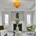 thumbnail image 6 of Kiven 11.8in Plug-in Flush Mount Ceiling Light Fixture, 2-Light Anti Glare Close to Ceiling Light with 15FT Cord, Tiffany-Style Glass Chandelier Dimmable for Bedroom Kitchen Hallway(No.3188), 6 of 7