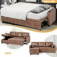 thumbnail image 7 of ACMEASE 84" Suede Leather Sectional Sofa w/Adjustable Backrests, Pull Out Sofa Bed w/USB Charger Port& Reversible Storage Chaise,Convertible L-Shaped Sofa with Cup Holders for Living Room,Brown, 7 of 7