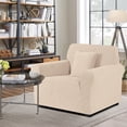 thumbnail image 6 of KINCAM 1-Seater Sofa Slipcover, Stretch Couch Cover with 1 Pillow Cover, Machine Washable Furniture Protector, Light Beige, 6 of 7