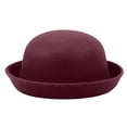 thumbnail image 2 of Mens Round Bowler Hat Rolled Short Brim Dome Cap Classic Trendy Winter Daily Performance Headwear Wine, 2 of 8