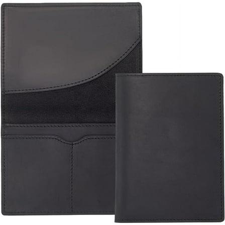 1pc Rectangle Leather Travel Passport Wallet Cover Black 141x105x8mm