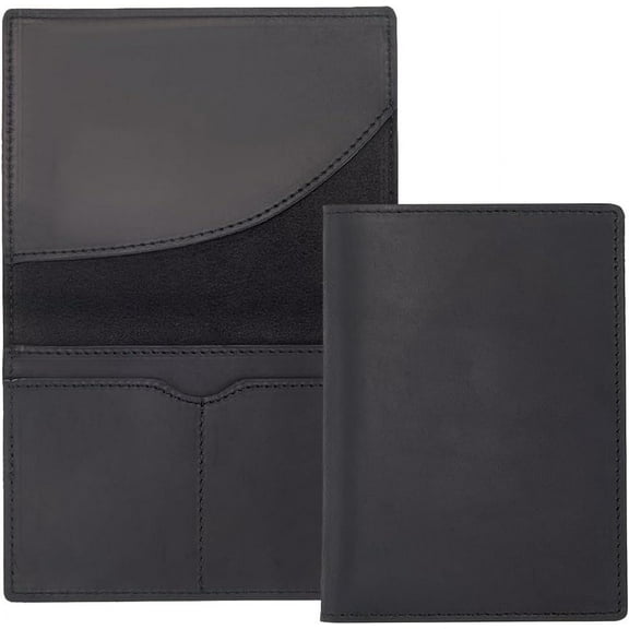 1pc Rectangle Leather Travel Passport Wallet Cover Black 141x105x8mm