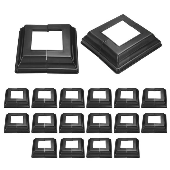 24 Pack Post Base Cover, 5x4.75 (Internal Size 2.5x2.5) Split Style Post Skirt, Porch Column Wrap for Post Fence Deck Cable Railing Baluster Stair Rails, Black