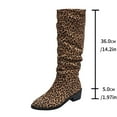 thumbnail image 6 of XIMIN Women's Over The Knee High Boots Tall Boots Wide Calf Wide Width Western Low Heel Booties Slouch Knee High Chunky Boots Block Chunky Heel Slip On Knee High Boots, 6 of 7