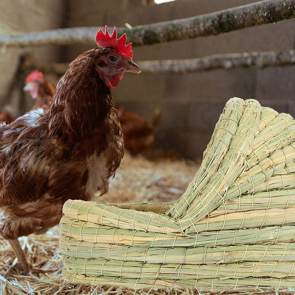 OATIPHO 2Pcs Straw Woven Chicken Coop Nest Slipper Shape Comfortable Chicken Sleep Bed