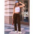 thumbnail image 5 of Women'S Wide Leg Sweatpants High Waisted Baggy Interior Drawstring Sweatpants Straight Leg Sweat Pants Brown S, 5 of 7