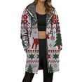 thumbnail image 2 of Womens Jacket Longline Jackets Christmas Print Winter Cozy Lined Full Zip Outerwear for Cold Weather Womens Winter Coat Grey XXXXL, 2 of 5