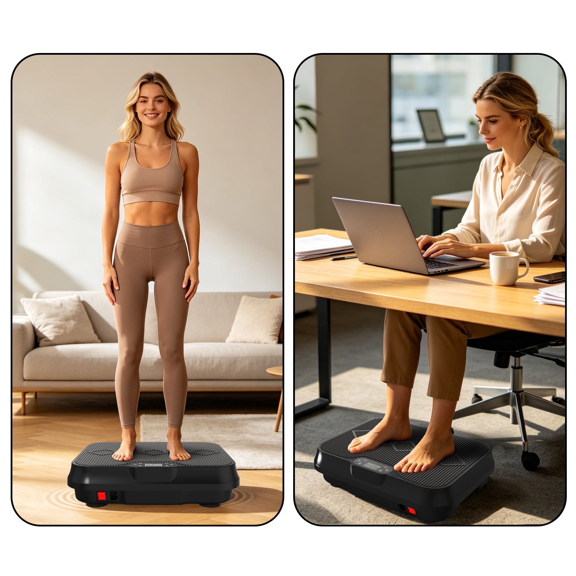Vibration Plate Exercise Machine, Whole Body Workout Platform with Remote Control, Resistance Bands, Vibration Platform for Home Gym