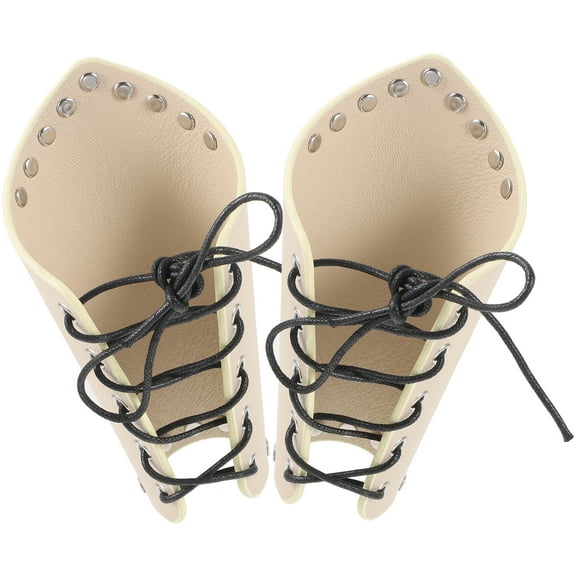 Archery Arm Guard Made of Durable Leather for Protection Beige Pair