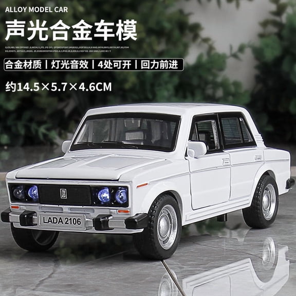 1:32 LADA 2106 Alloy Classic Car Model Diecast Metal Toy Sound and Light Pull Back Children Toy Miniature Vehicle Model Kid Gift