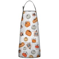Fall Pumpkin Apron-Garden Aprons for Women with Pockets-Cotton Linen Waterproof Kitchen Cooking Gardening Aprons Adjustable for Kitchen,Cooking,BBQ and Salon 33"x27"