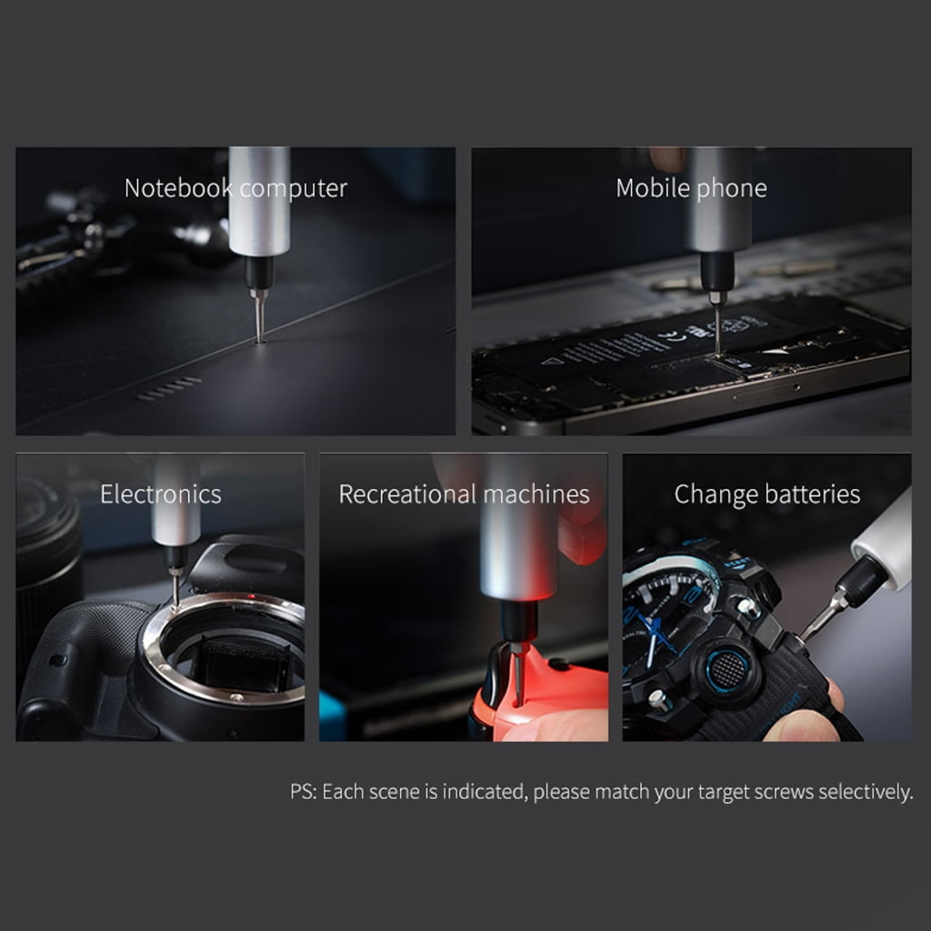 Portable Cordless Electric Screwdriver With Built-In Light and 20 Bits for Tasks