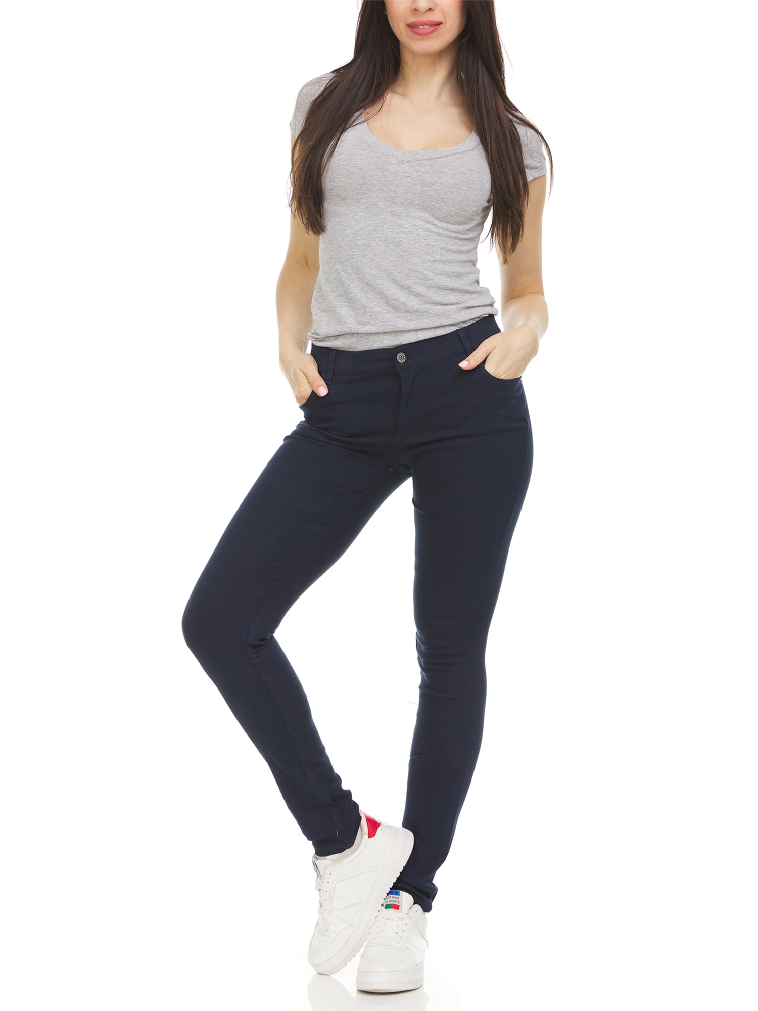 Galaxy By Harvic 3-Pack Women's Super Stretchy Skinny 5-Pocket Uniform Soft  Chino Pants