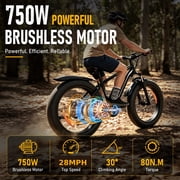 AMYET EB26 Electric Bike for Adults, 750W 28MPH Class 3, 48V 15Ah, 26 Fat Tire E-Mountain Bike, UL2849