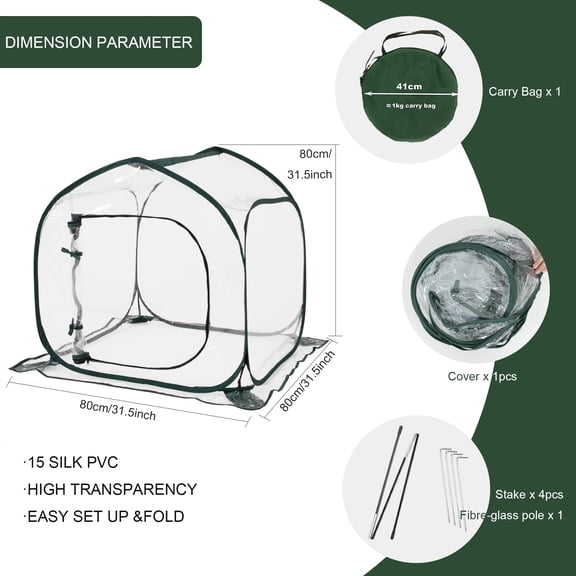 Transparent Pop Up Greenhouse for Indoor Outdoor Gardens Portable Durable Large Space