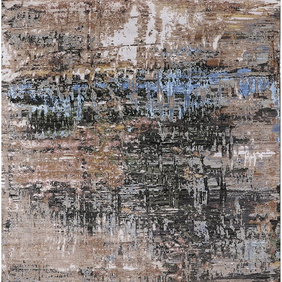 Ahgly Company Indoor Square Mid-Century Modern Silver Pink Oriental Area Rugs, 8' Square
