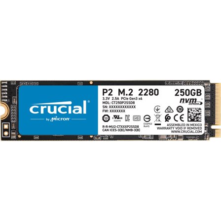Crucial P2 CT250P2SSD8 250 GB Solid State Drive - M.2 2280 Internal - PCI Express NVMe [PCI Express NVMe 3.0 x4] (242670)