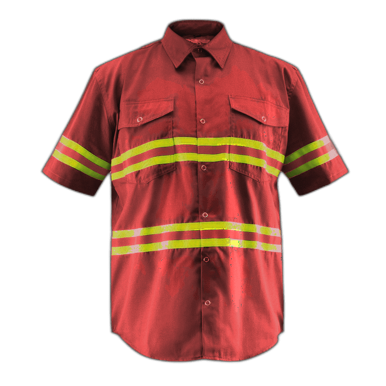 Premium High Visibility Hi Vis Reflective Safety Work Shirts - Half Sleeve  (X-Large, Maroon)