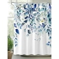 thumbnail image 3 of Blue Teal Eucalyptus Leaves Bathroom Curtain 96 Inch Shower Curtain with Hooks, Watercolor Weeping Botanical Waterproof Polyester Bath Curtain Washable Bathtub Curtain 72''x 96'', 3 of 6