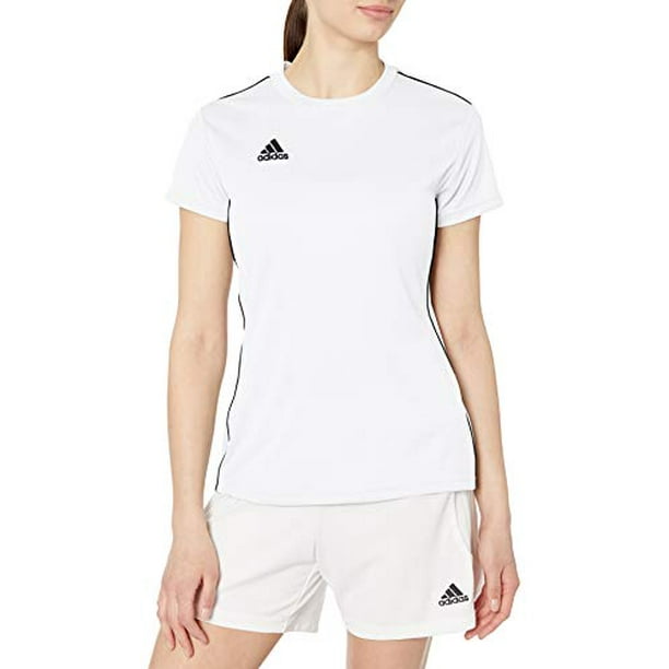 adidas Women's Core 18 AEROREADY Primegreen Regular Fit Soccer Short Sleeve Jersey White/Black, Medium
