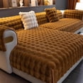 thumbnail image 1 of Thick Rabbit Plush Sofa Covers,Non Slip Faux Fur Sofa Cover for L Shape Sectional Sofa Slipcover, Furniture Protector Fluffy Slipcovers for Living Room (Brown,110 * 210cm/43.3 * 82.7in), 1 of 6