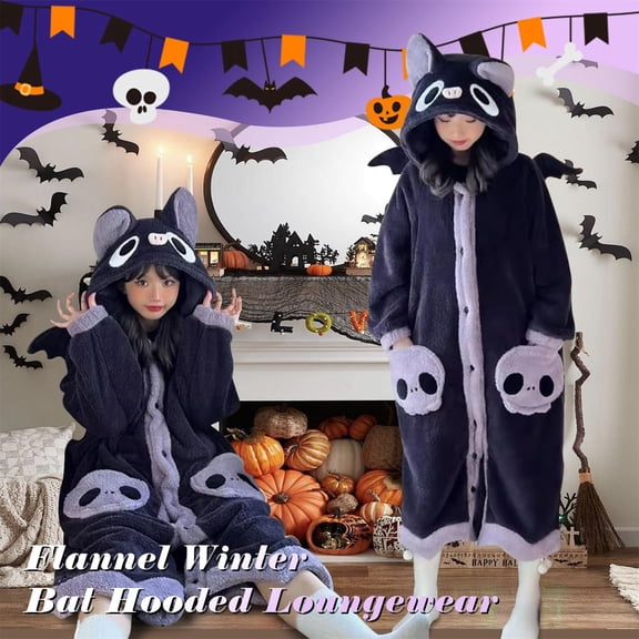 Halloween Bat Themed Wearable Hooded Blanket, Soft Wing Design Hooded Cape Wrap, Cosplay Style Plush Throw Cloak for Holiday Dress-Up & Daily Use
