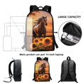 thumbnail image 3 of Yuyamidu Horse Boys Backpack Set 3 in 1, 17 Inch School Backpack with Lunch Bag and Pencil Case, Large Capacity Bookbag for Elementary Middle School Boys, 3 of 7