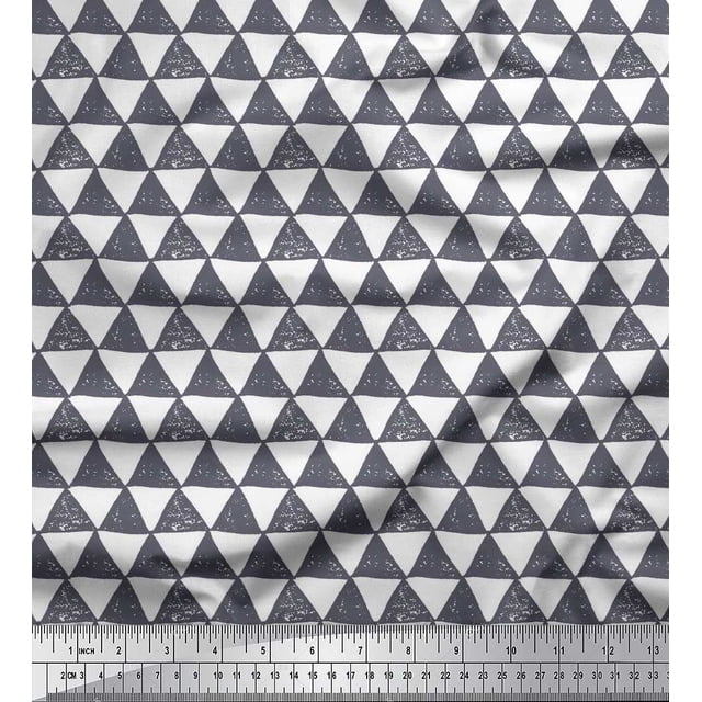 Soimoi Rayon Crepe Fabric Geometric Block Print Sewing Fabric Yard 46 Inch Wide