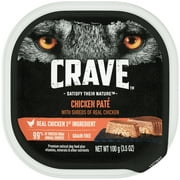 (24 pack) CRAVE Grain Free Adult Wet Dog Food Chicken Pate with Shreds of Real Chicken, 3.5 oz. Tray