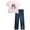 Baby Phat Light Pink Rose/Denim, variant on Girls Denim Set - 2 Piece Soft Crewneck Girls Shirts and Wide Leg Denim Jeans Set (4-12)