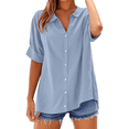 thumbnail image 5 of Yubnlvae Linen Blend Button-Up Tunic - Women's Sleeveless V-Neck Tank Top, Casual Oversized Summer Blouse with Pocket (Light blue | S), 5 of 5