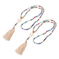thumbnail image 1 of Collar con colgante de cruz de cuentas bohemias con borla para hombres y mujeres, joyería religiosa de rosario, accesorios de oración hechos a mano, 2 unidades, 1 of 8