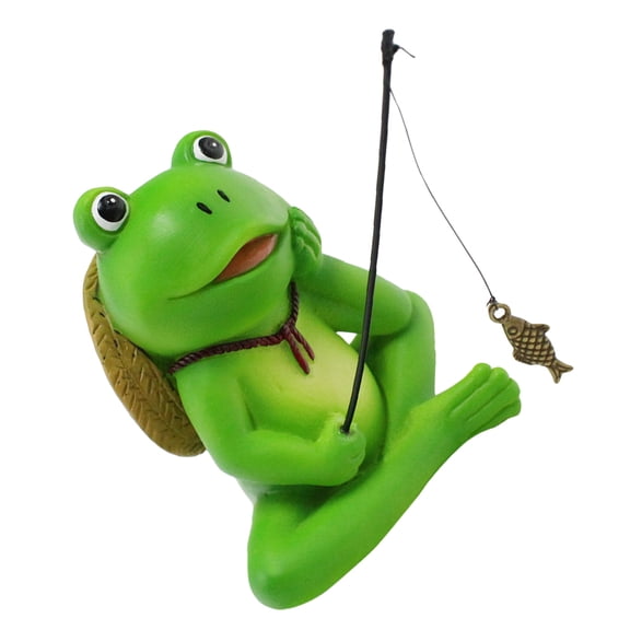 Raindrops Resin Frog Statue Green Fairy Garden Decor for Aquariums and Ponds