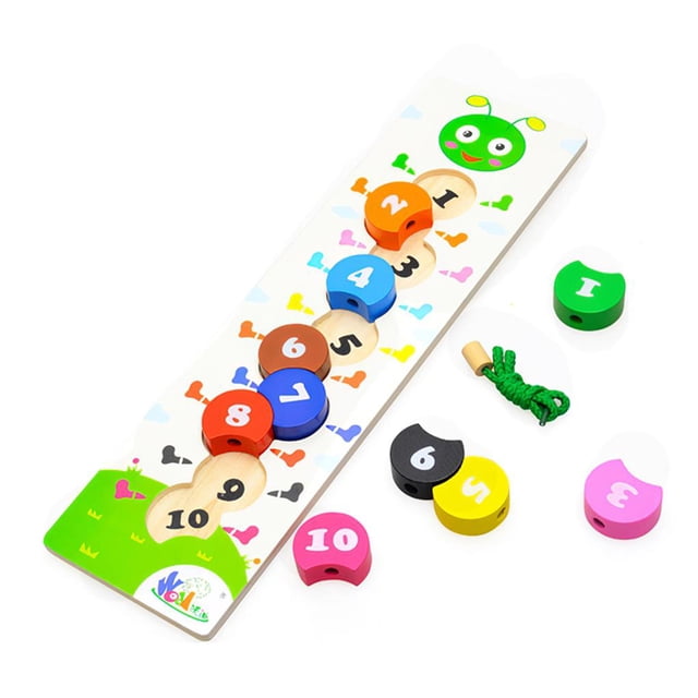Juguete Educativo De Madera Bloques De Construcción De Madera Construcción Digital Juego De Encordado Colorido Bloque De Encordado Juguete Con Patrón Lindo Para Bebé Guardería Interior 10Pcs Methold FN002264-00