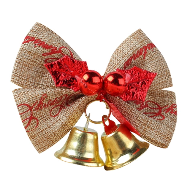Mini Christmas Bow Ornament, Small Hanging Holiday Decoration for Tree, Wreath, and Gift Wrapping, Rustic Home Decor Accessory for Seasonal Display