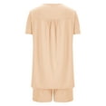 thumbnail image 5 of Ecqkame Summer Pajamas for Women Loungwear Crew Neck Short Sleeve Shirt Shrots/Capris Pants Sets A-Beige L, 5 of 6