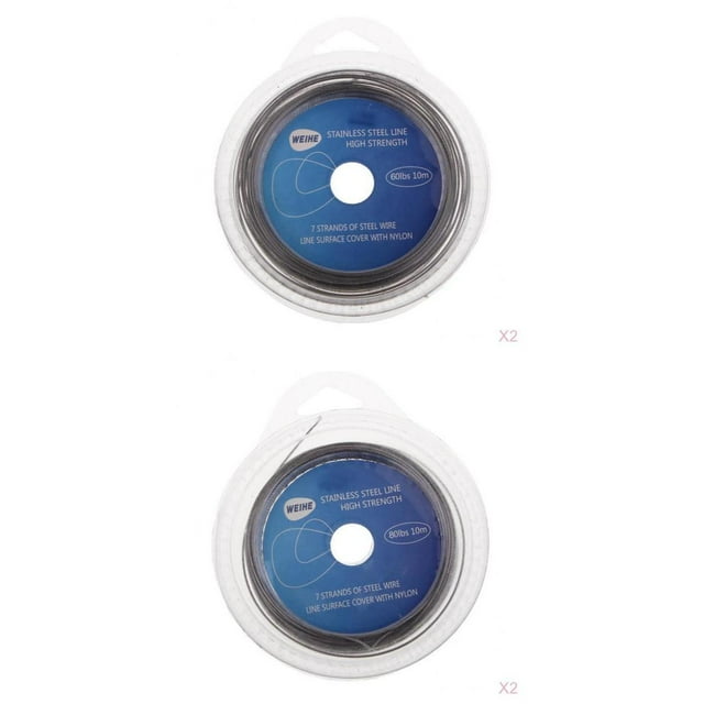 4x Sedal de Pesca de Alambre de material acero de Pesca 10m Cable de de 7 Hebras 80 / 60LBS
