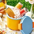 thumbnail image 1 of Cubo aislante para bebidas frías con bandeja de hielo y pala, enfriador portátil para exteriores, 20x18,7 cm, plástico, amarillo y verde., 1 of 6