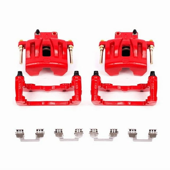 Power Stop Front Pair of Red Powder Coated Calipers S4968