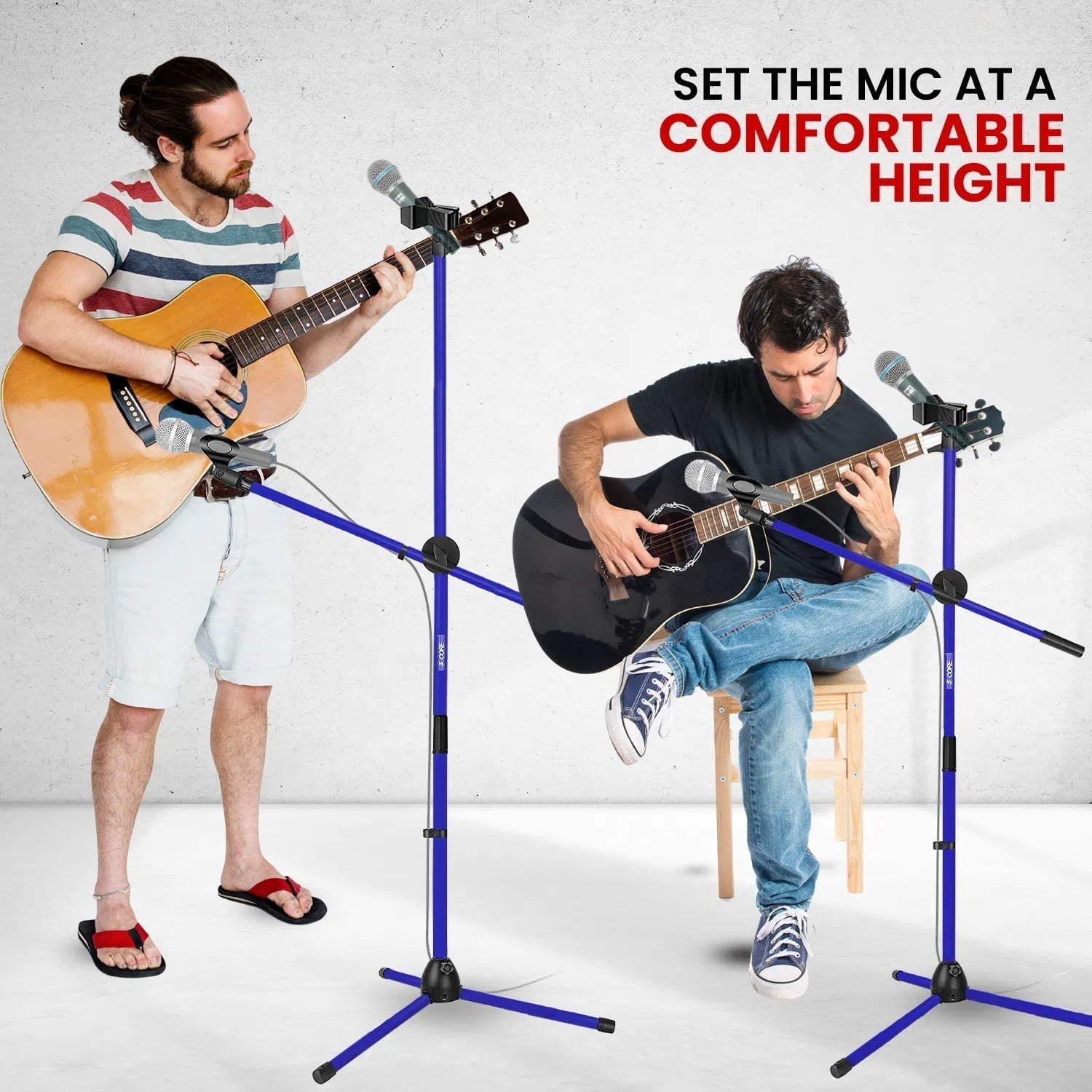Floor-standing Microphone Stand, Universal Adjustable Tripod Microphone Arm Support, Capable of Holding 2 Microphones, with Adjustable Height. Applicable To Concerts and Recording Studios