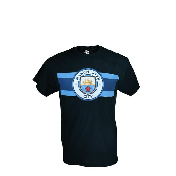 Icon Sports Men Compatible with Manchester City Licensed Soccer T-Shirt Cotton Tee -08 Small (Black)