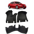 thumbnail image 2 of Custom Fit [Made in USA] All Weather Heavy Duty Full Coverage Floor Mat Floor Protection [Front and Rear] for 2017 2018 2019 2020 2021 2022 Alfa Romeo Giulia Sedan -Black Single Layer, 2 of 4