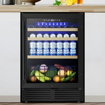 Tittla 24 Inch Wine and Beverage Refrigerator, 4.9 Cu.Ft. Under Counter Build-in Beer Soda Chiller With Glass Door