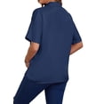 thumbnail image 3 of INSPIRE CHIC Women's Maternity Blouse Dolman Sleeve Loose Button Down Split Point Collar Short Sleeve Tops Pregnancy Shirts S Navy, 3 of 6