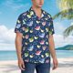 thumbnail image 3 of Fotbe Colorful Cartoon Shark Camisa Hawaiana para Hombre Unisex – Camisa Casual de Verano con Botones de Manga Corta de Algodón y Lino,Small, 3 of 7