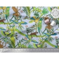 thumbnail image 2 of Soimoi Modal Satin Fabric Branches,Parrot & Leopard Jungle Print Fabric by Yard 42 Inch Wide, 2 of 3